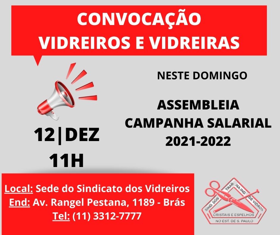 CONVOCAÇÃO VIDREIROS E VIDREIRAS